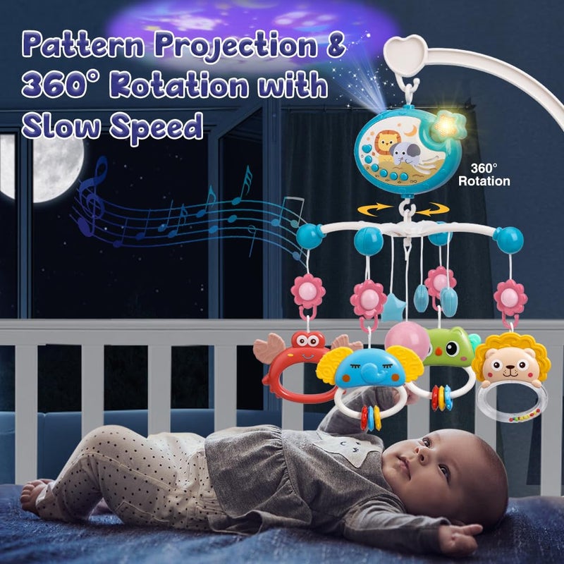 Mini Tudou Crib Mobile with Music and Lights,Baby Mobile for Crib with Hanging Rotating Rattle Toy,Star Projection,400 Lullabies and Timing Function,Remote Control Baby Crib Mobile for Boys Girls - Image 4